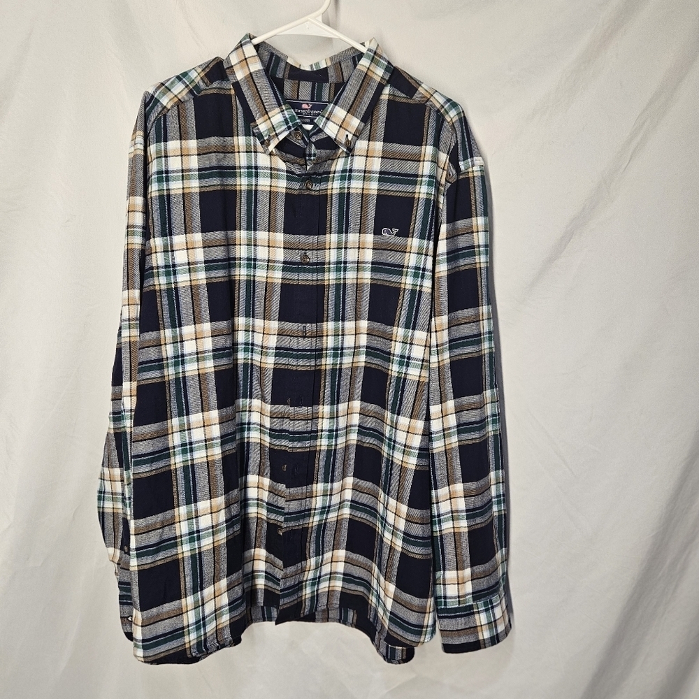 Men's XXL Vineyard Vines stretch flannel plaid button up shirt Classic Fit